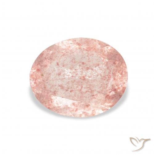 2.90ct Natural Rosado flamingo Cuarzo fresa, Ovalada, Transparente