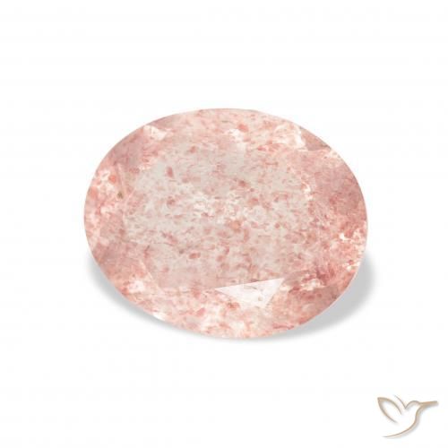 Cuarzo fresa Rosado flamingo natural de 2.90 ct, Ovalada, Transparente