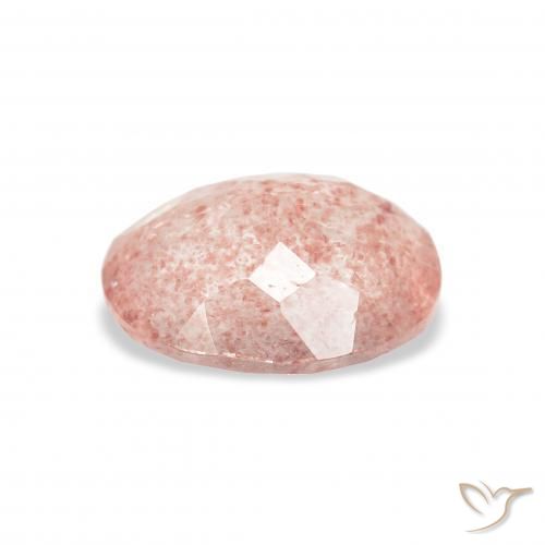 Cuarzo fresa Rosado flamingo natural de 2.90 ct, Ovalada, Transparente