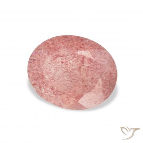 Cuarzo fresa Rosa rosado natural de 3.35 ct, Ovalada, Transparente