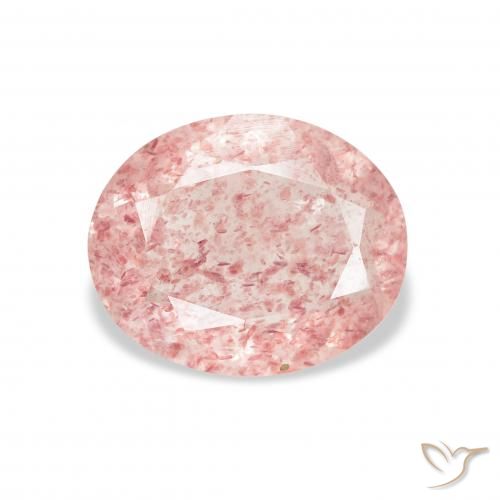 2.98ct Natural Rosado terroso cuarzo fresa, Ovalada, Transparente