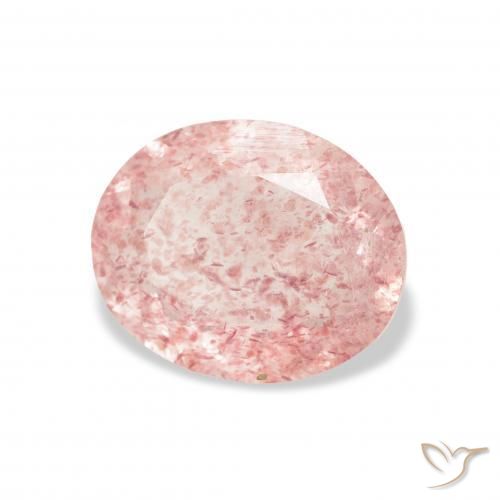 Cuarzo fresa Rosado terroso natural de 2.98 ct, Ovalada, Transparente
