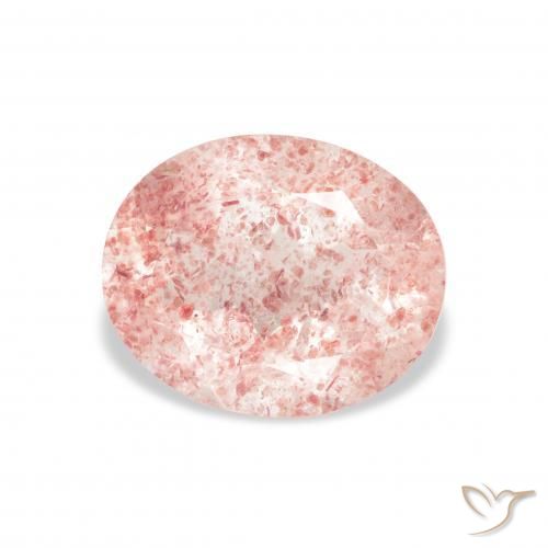 Cuarzo fresa Rosado claro natural de 3.20 ct, Ovalada, Transparente