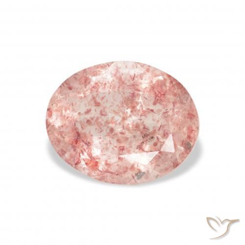 Cuarzo fresa Medium Light-Pink natural de 3.02 ct, Ovalada, Transparente