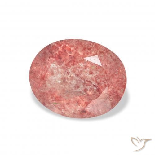 Cuarzo fresa Rosado frambuesa natural de 3.48 ct, Ovalada, Transparente