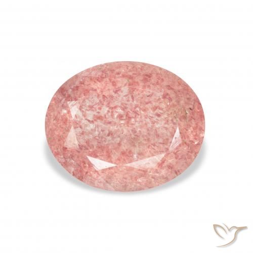 3.10ct Natural Medium Light-Pink cuarzo fresa, Ovalada, Transparente