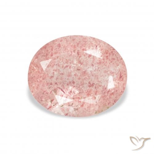 3.41ct Natural Medium Light-Pink cuarzo fresa, Ovalada, Transparente