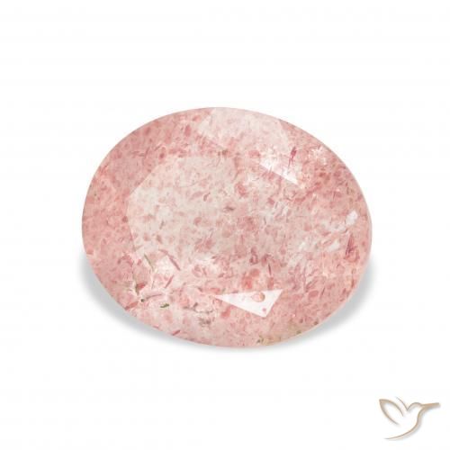 Cuarzo fresa Medium Light-Pink natural de 3.41 ct, Ovalada, Transparente