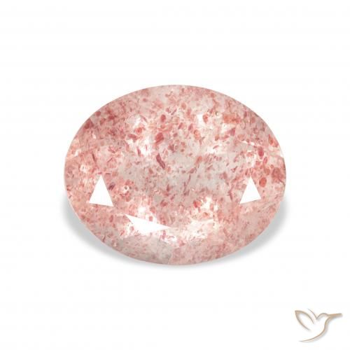 3.30ct Natural Rosado claro cuarzo fresa, Ovalada, Transparente