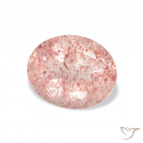 Cuarzo fresa Rosado claro natural de 3.30 ct, Ovalada, Transparente