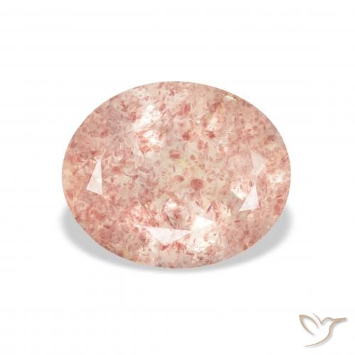 3.22ct Natural Rosado claro cuarzo fresa, Ovalada, Transparente