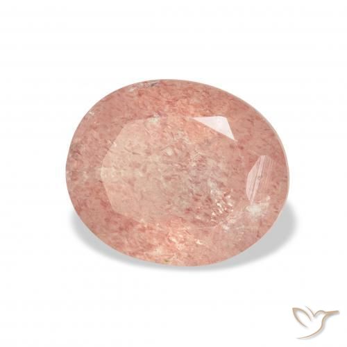 Cuarzo fresa Rosado claro natural de 3.90 ct, Ovalada, Transparente