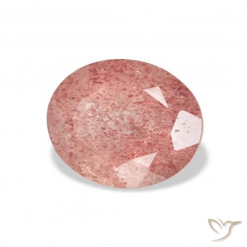 Cuarzo fresa Rosado medio natural de 3.33 ct, Ovalada, Transparente