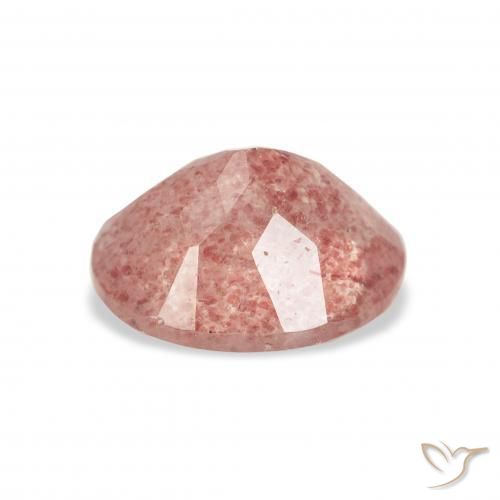 Cuarzo fresa Rosado medio natural de 3.33 ct, Ovalada, Transparente