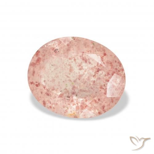 Cuarzo fresa Rosado claro natural de 3.70 ct, Ovalada, Transparente