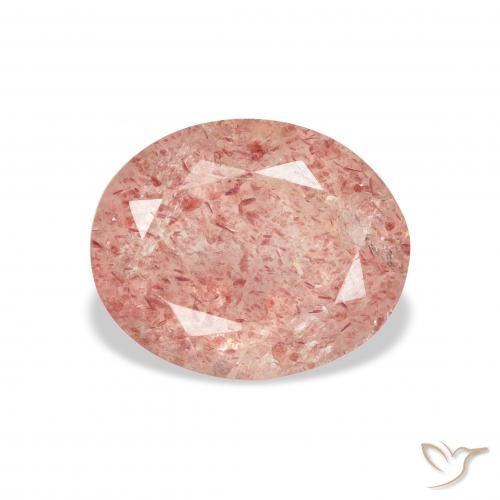 3.54ct Natural Naranja rosado cuarzo fresa, Ovalada, Transparente