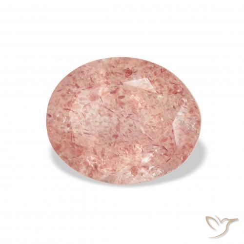 Cuarzo fresa Naranja rosado natural de 3.54 ct, Ovalada, Transparente