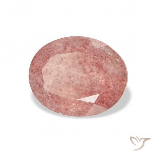 Cuarzo fresa Rosado medio natural de 3.48 ct, Ovalada, Transparente