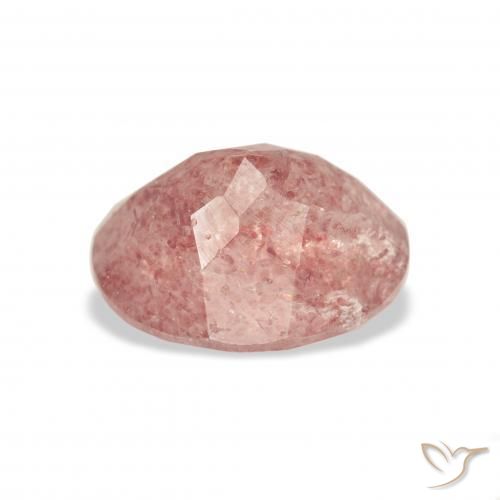 Cuarzo fresa Rosado medio natural de 3.48 ct, Ovalada, Transparente