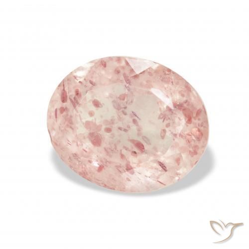 Cuarzo fresa Rosado claro natural de 4.13 ct, Ovalada, Transparente