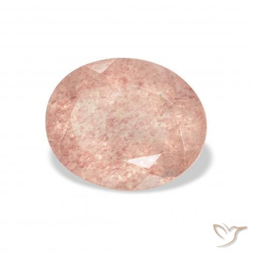 Cuarzo fresa Rosado claro natural de 3.38 ct, Ovalada, Transparente
