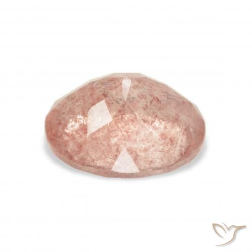 Cuarzo fresa Rosado claro natural de 3.38 ct, Ovalada, Transparente