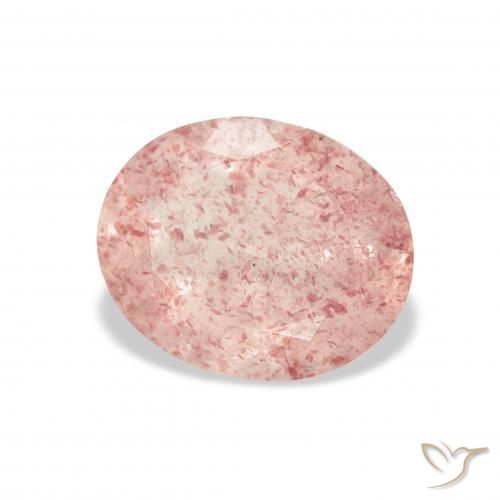 Cuarzo fresa Rosado claro natural de 3.19 ct, Ovalada, Transparente
