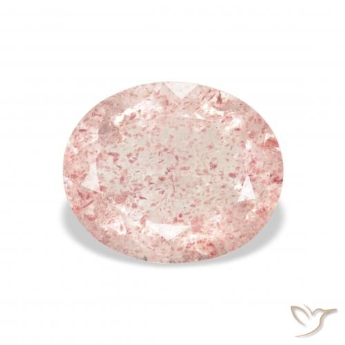 3.34ct Natural Rosado claro cuarzo fresa, Ovalada, Transparente