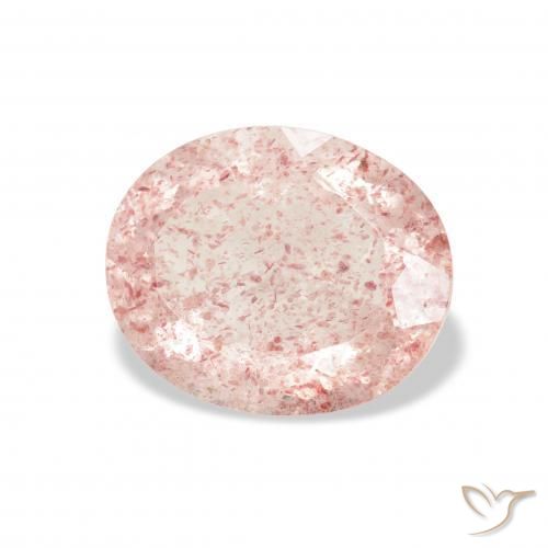Cuarzo fresa Rosado claro natural de 3.34 ct, Ovalada, Transparente