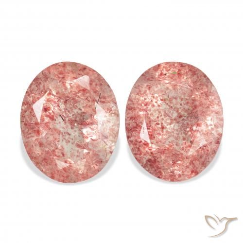 6.41ctw Natural Rosado medio cuarzo fresa, Ovalada, Transparente
