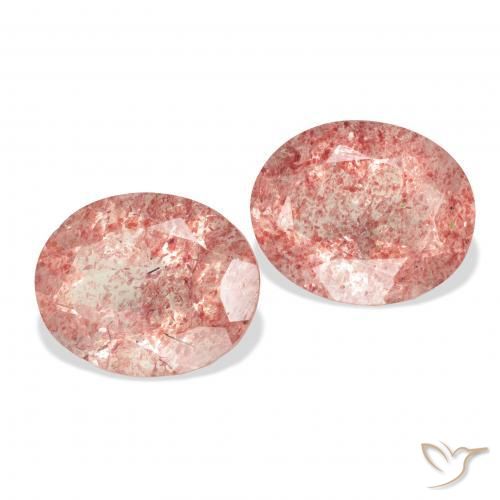 Gemas de Cuarzo fresa Rosado medio natural de 6.41 ct, Ovalada, Transparente
