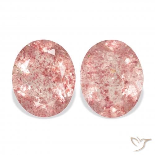 5.91ctw Natural Rosa oscuro cuarzo fresa, Ovalada, Transparente