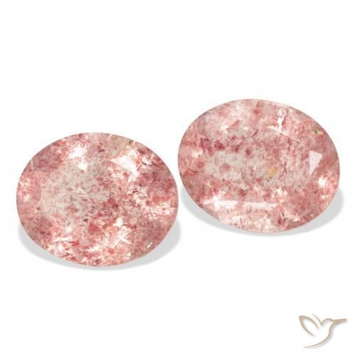 Gemas de Cuarzo fresa Rosa oscuro natural de 5.91 ct, Ovalada, Transparente