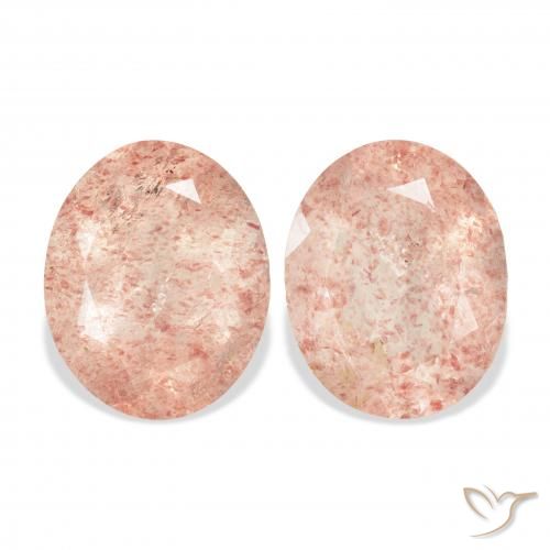6.64ctw Natural Rosa durazno cuarzo fresa, Ovalada, Transparente