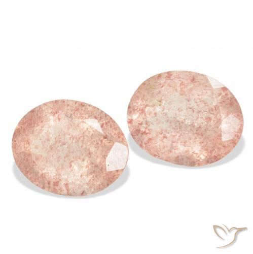 Gemas de Cuarzo fresa Rosa durazno natural de 6.64 ct, Ovalada, Transparente
