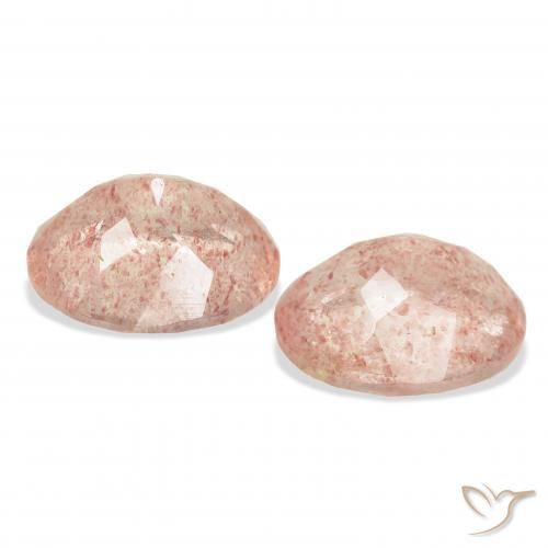 Gemas de Cuarzo fresa Rosa durazno natural de 6.64 ct, Ovalada, Transparente