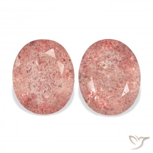 6.43ctw Natural Rosado naranja cuarzo fresa, Ovalada, Transparente