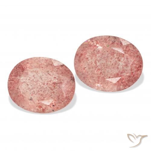 Gemas de Cuarzo fresa Rosado naranja natural de 6.43 ct, Ovalada, Transparente