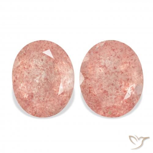 7.46ctw Natural Rosado naranja intenso cuarzo fresa, Ovalada, Transparente