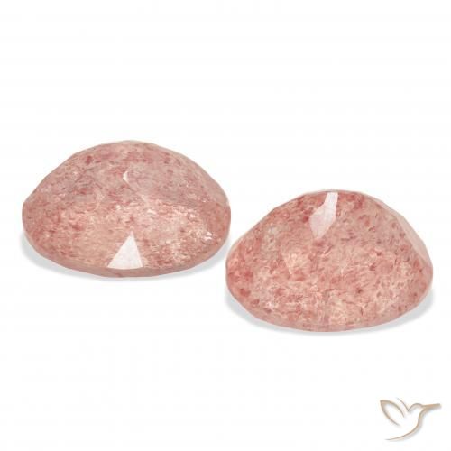 Gemas de Cuarzo fresa Rosado naranja intenso natural de 7.46 ct, Ovalada, Transparente
