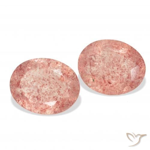 Gemas de Cuarzo fresa Rosado pomelo natural de 5.88 ct, Ovalada, Transparente