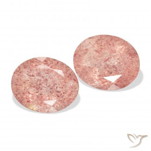 Gemas de Cuarzo fresa Rosado medio natural de 6.45 ct, Ovalada, Transparente