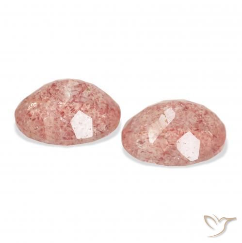 Gemas de Cuarzo fresa Rosado medio natural de 6.45 ct, Ovalada, Transparente
