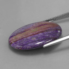 Sugilita multicolor natural de 12,41 ct, corte óvalo, opaco