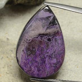 Sugilita Violeta oscuro medio natural de 18.65 ct, En forma de pera, Opaco