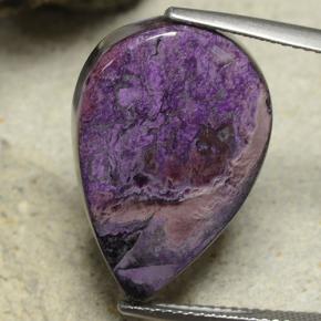 Sugilita Violeta oscuro medio natural de 18.65 ct, En forma de pera, Opaco