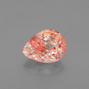 Piedra sol naranja natural de 0,98 ct, transparente, transparente / translúcido