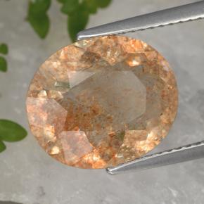 Piedra sol naranja natural de 4,51 ct, corte óvalo, transparente