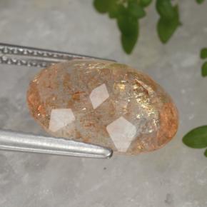 Piedra sol naranja natural de 4,51 ct, corte óvalo, transparente