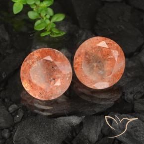 Gemas de Piedrasol Naranja jengibre natural de 6.37 ct, Redondo, Translúcido